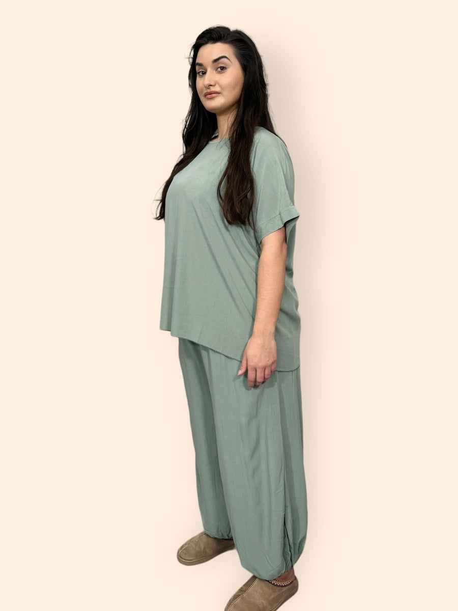 Cotton Harem Trousers Set in Plain Solid Colours Lightweight Baggy Loose Fit