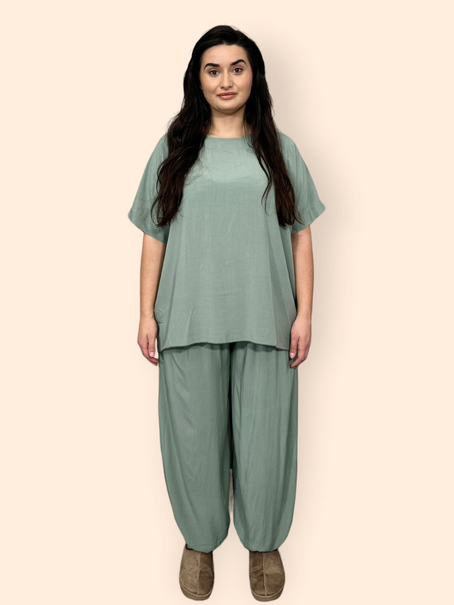 Cotton Harem Trousers Set in Plain Solid Colours Lightweight Baggy Loose Fit