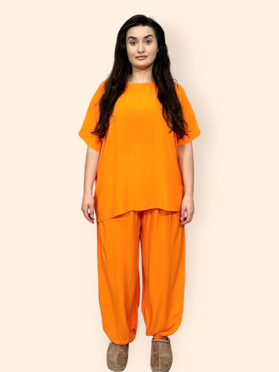 Cotton Harem Trousers Set in Plain Solid Colours Lightweight Baggy Loose Fit