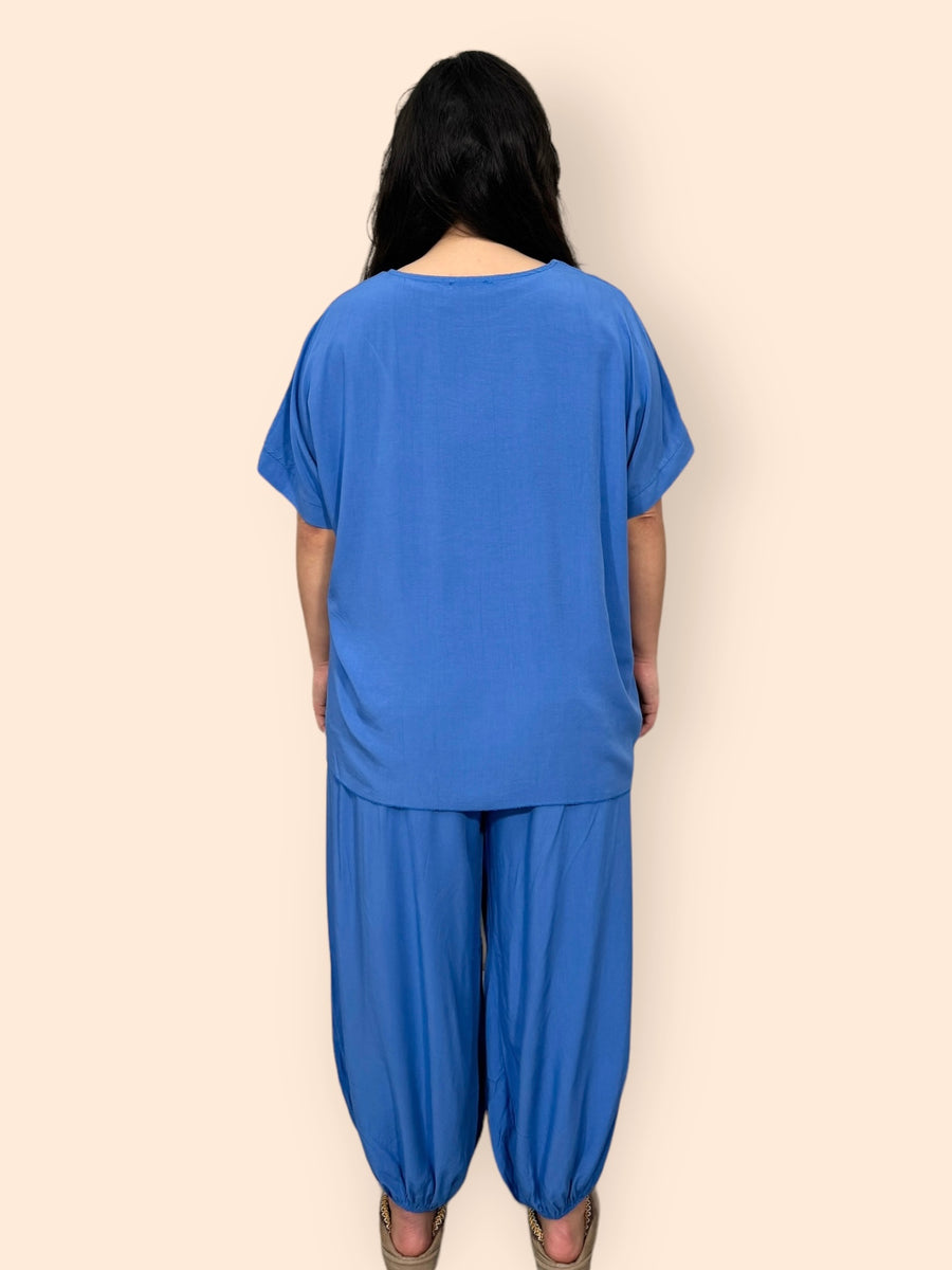 Cotton Harem Trousers Set in Plain Solid Colours Lightweight Baggy Loose Fit