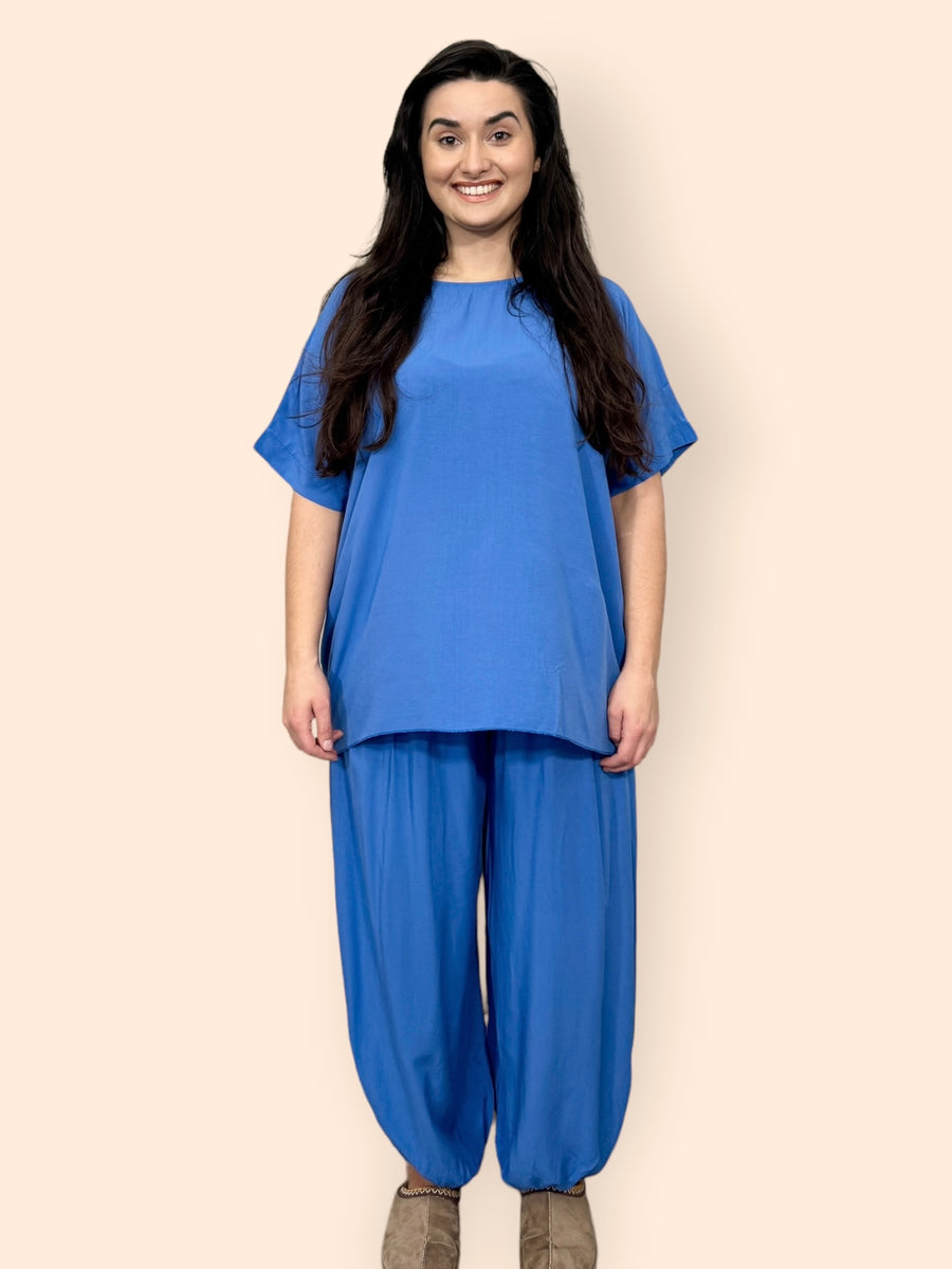 Cotton Harem Trousers Set in Plain Solid Colours Lightweight Baggy Loose Fit