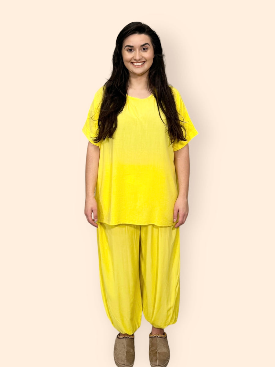 Cotton Harem Trousers Set in Plain Solid Colours Lightweight Baggy Loose Fit