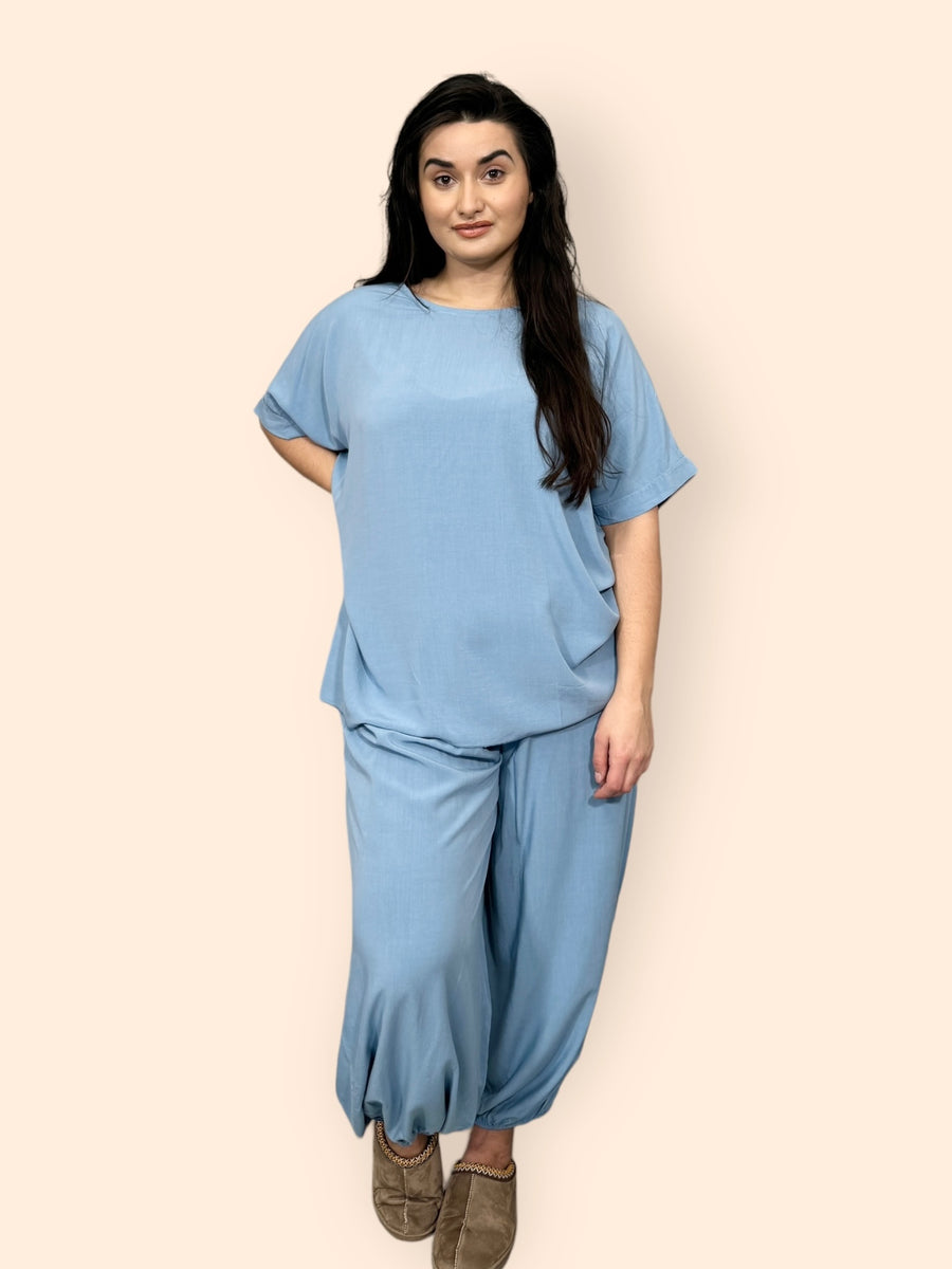 Cotton Harem Trousers Set in Plain Solid Colours Lightweight Baggy Loose Fit