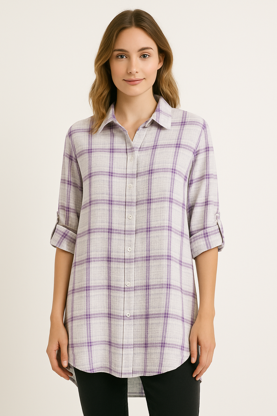PURE COTTON OVERSIZED CHECKS PRINT SHIRT IN WAFFLE TEXTURE AND LUREX THREADING