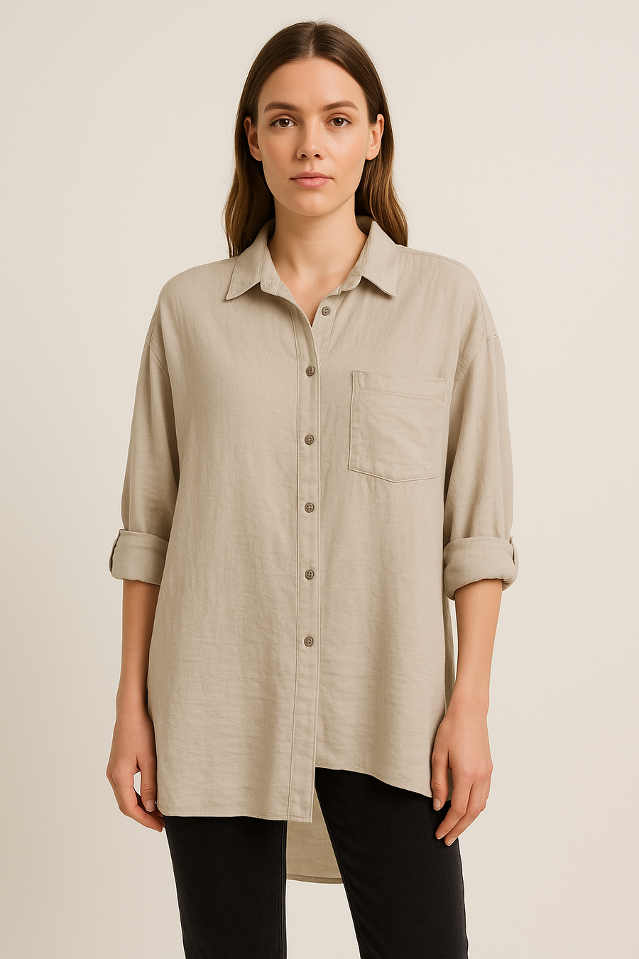 PURE VISCOSE LIGHTWEIGHT ASYMMETRIC SHIRT