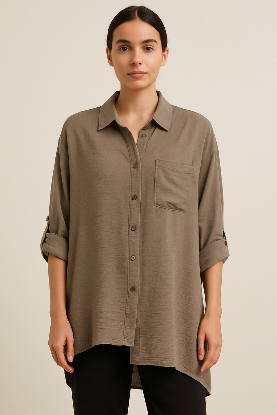 PURE VISCOSE LIGHTWEIGHT ASYMMETRIC SHIRT