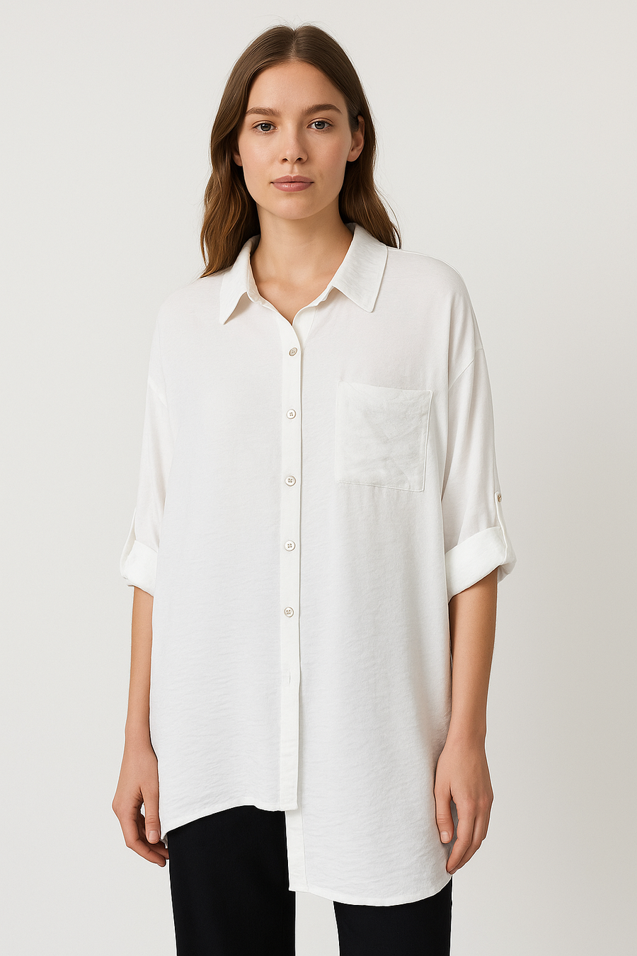 PURE VISCOSE LIGHTWEIGHT ASYMMETRIC SHIRT