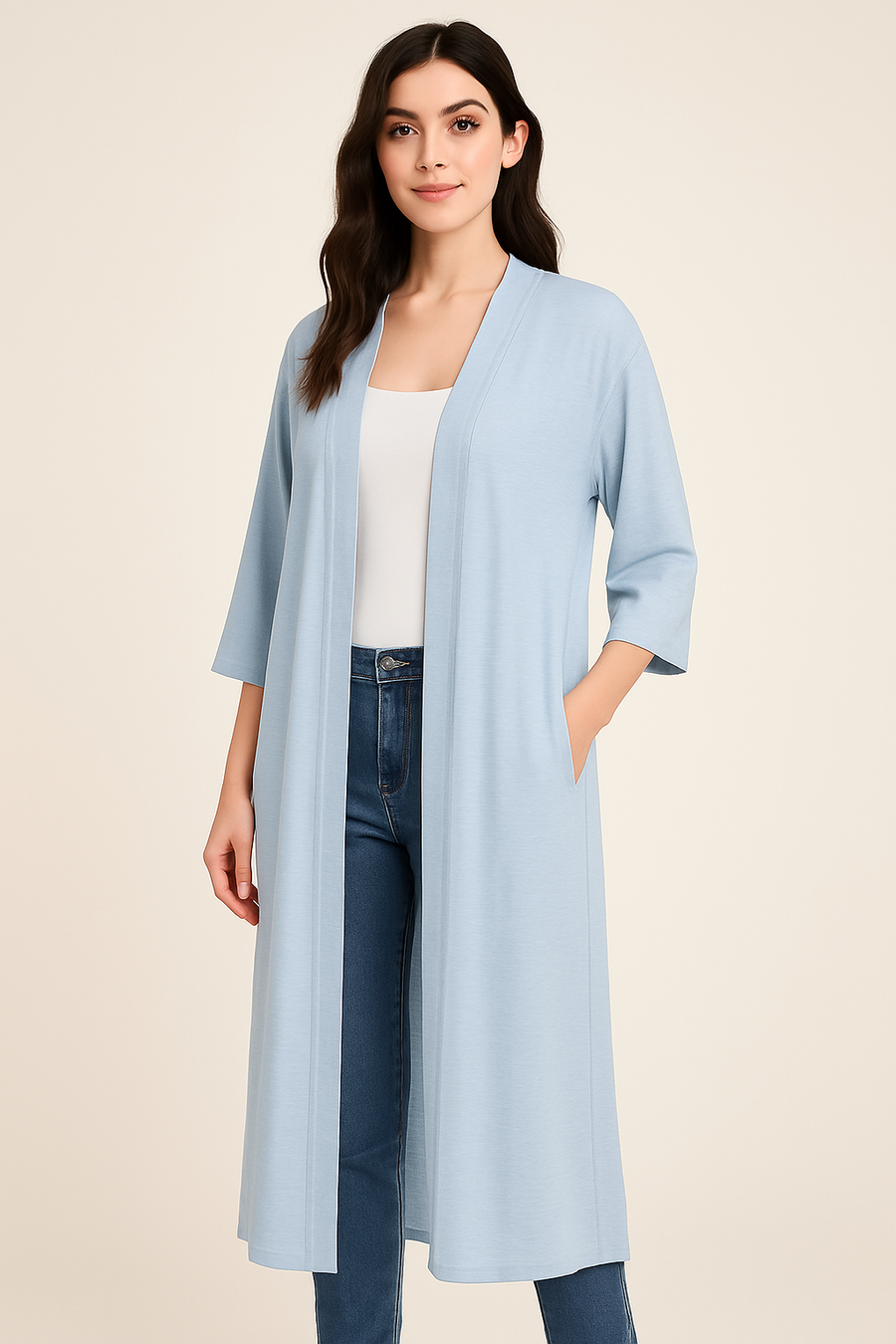 FULL LENGTH LIGHTWEIGHT CARDIGAN WITH SIDE POCKETS