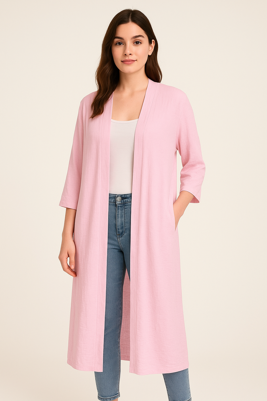 FULL LENGTH LIGHTWEIGHT CARDIGAN WITH SIDE POCKETS