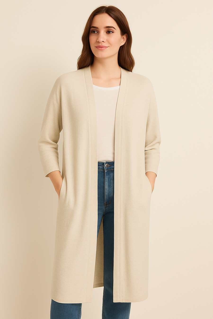 FULL LENGTH LIGHTWEIGHT CARDIGAN WITH SIDE POCKETS