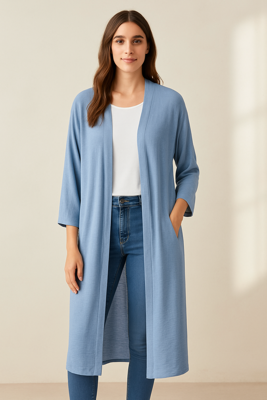 FULL LENGTH LIGHTWEIGHT CARDIGAN WITH SIDE POCKETS