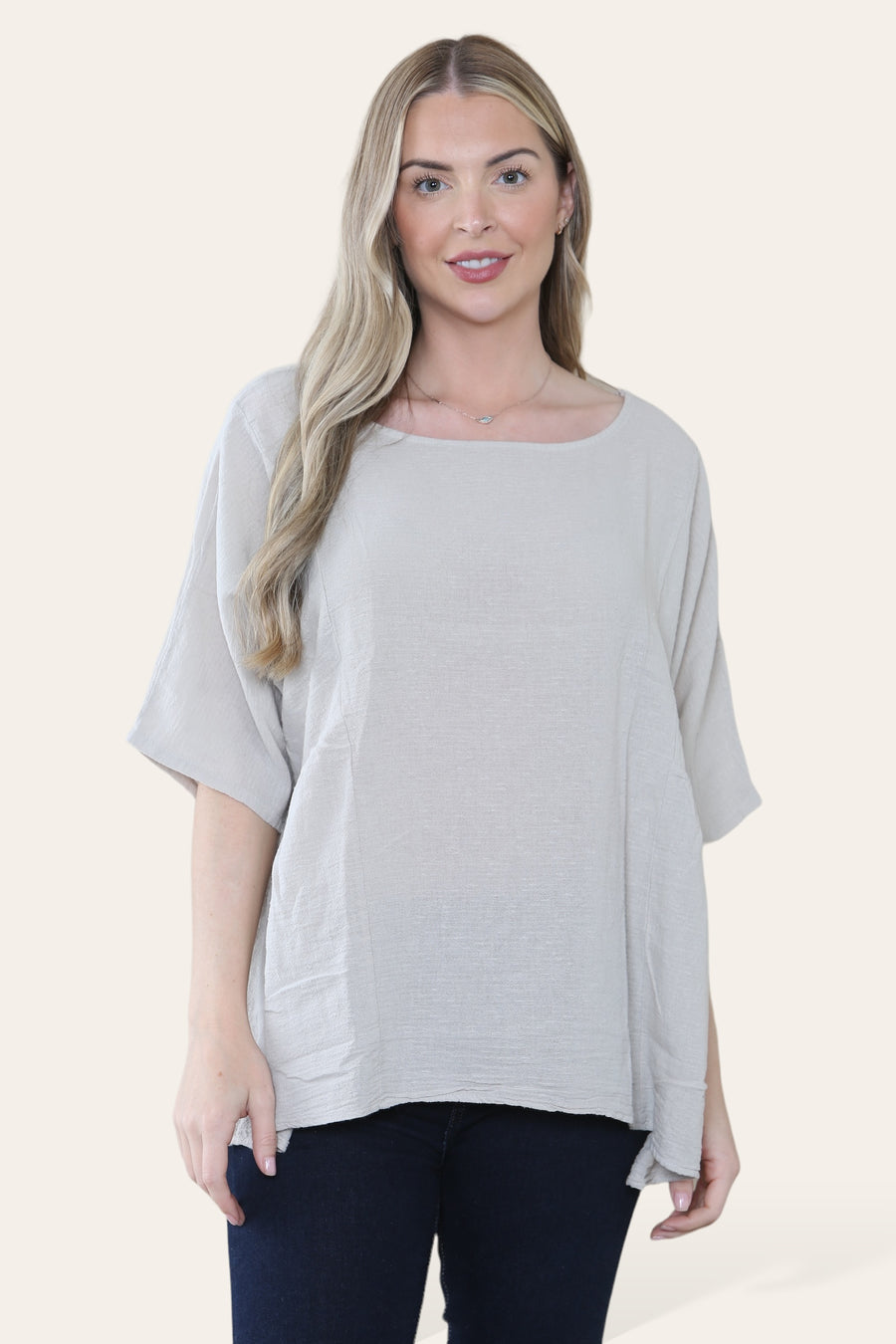 Pure Cotton Plain Basic Top with Ruched Sides