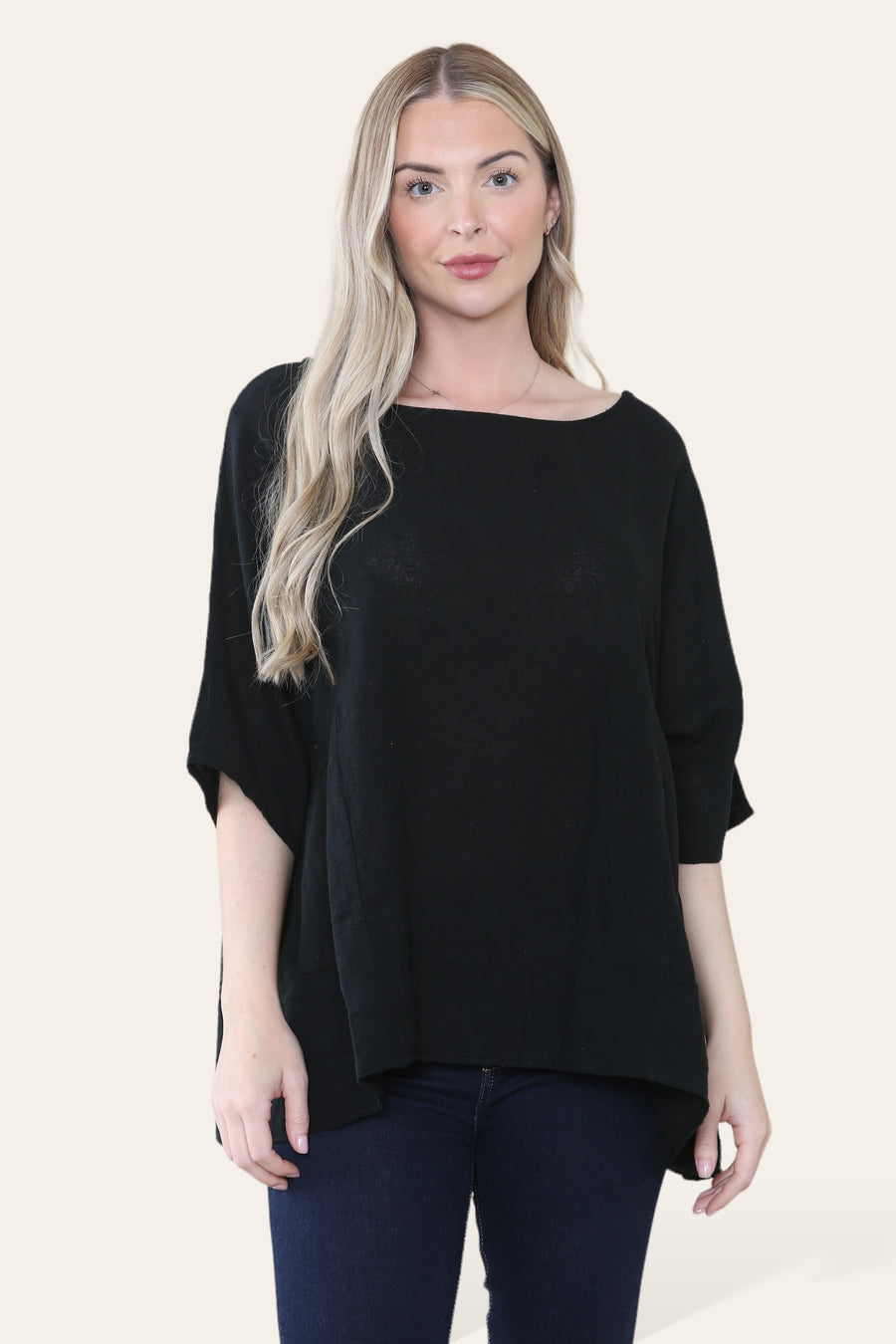 Pure Cotton Plain Basic Top with Ruched Sides