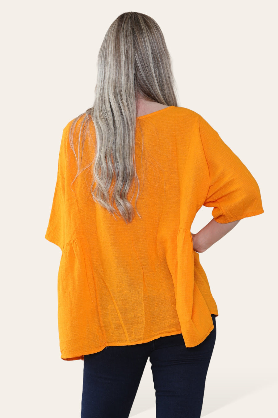 Pure Cotton Plain Basic Top with Ruched Sides