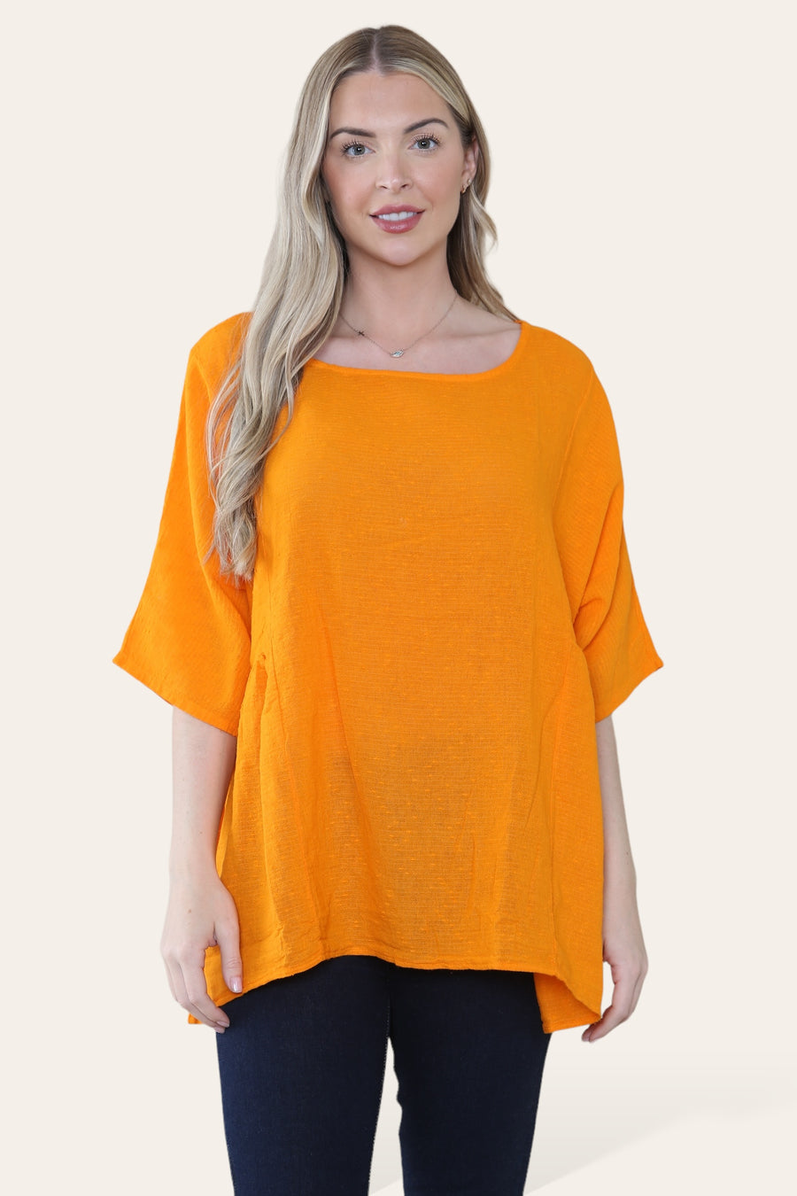 Pure Cotton Plain Basic Top with Ruched Sides