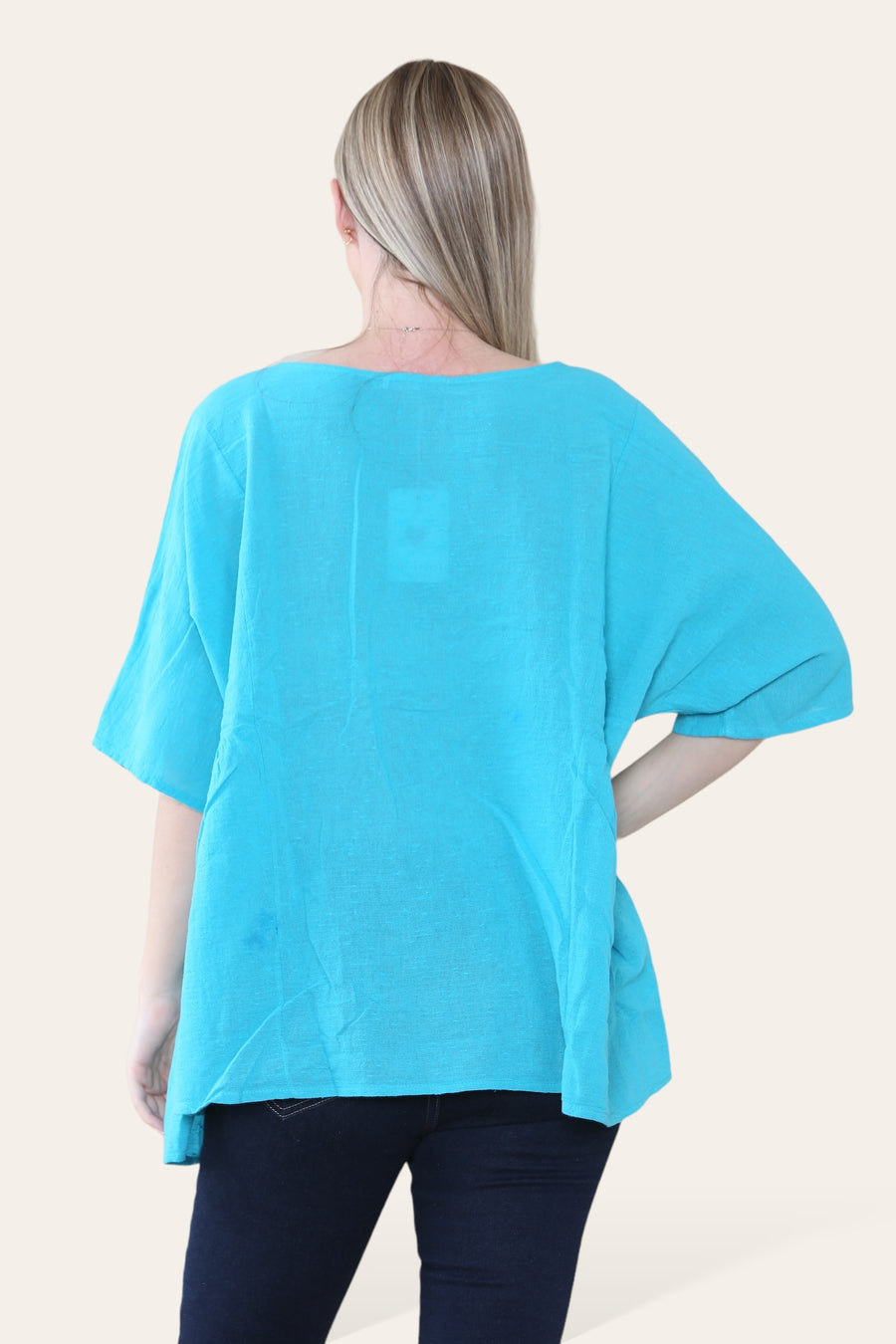 Pure Cotton Plain Basic Top with Ruched Sides