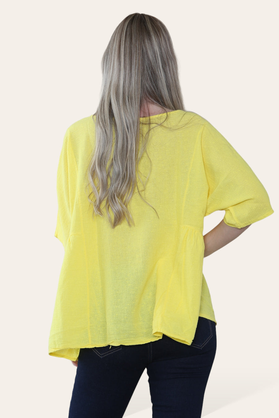 Pure Cotton Plain Basic Top with Ruched Sides