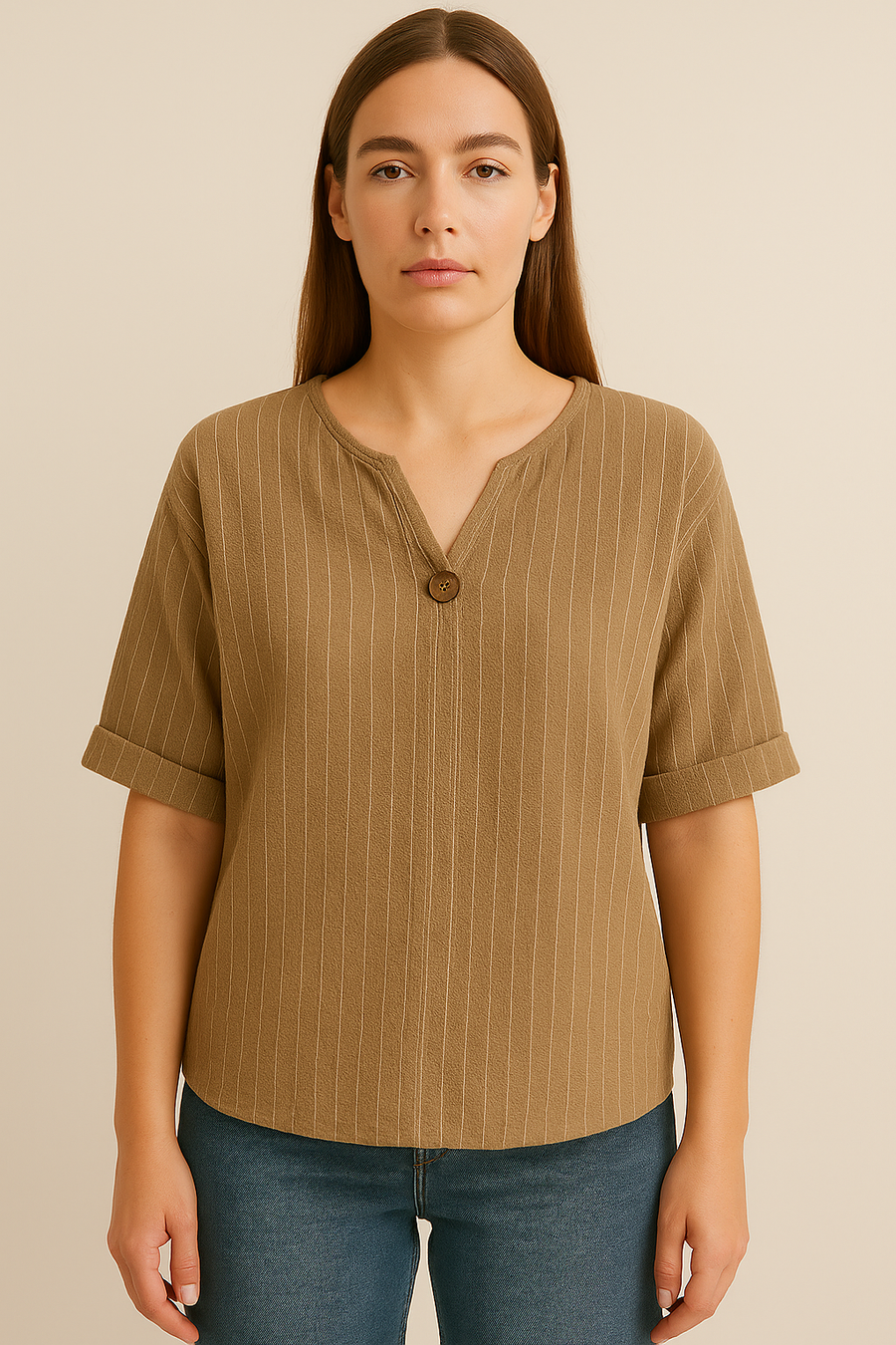 PIN STRIPES DROPPED SHOULDER TOP