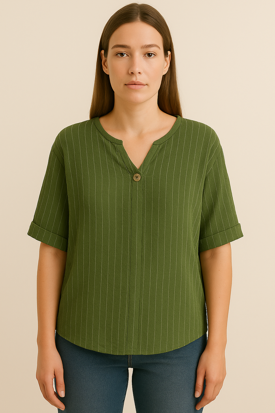 PIN STRIPES DROPPED SHOULDER TOP