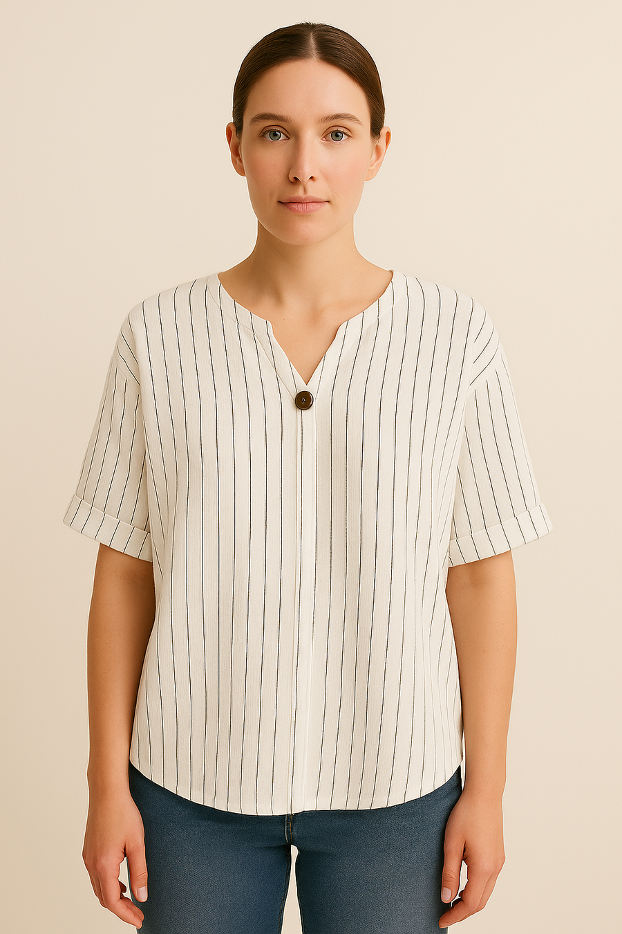 PIN STRIPES DROPPED SHOULDER TOP