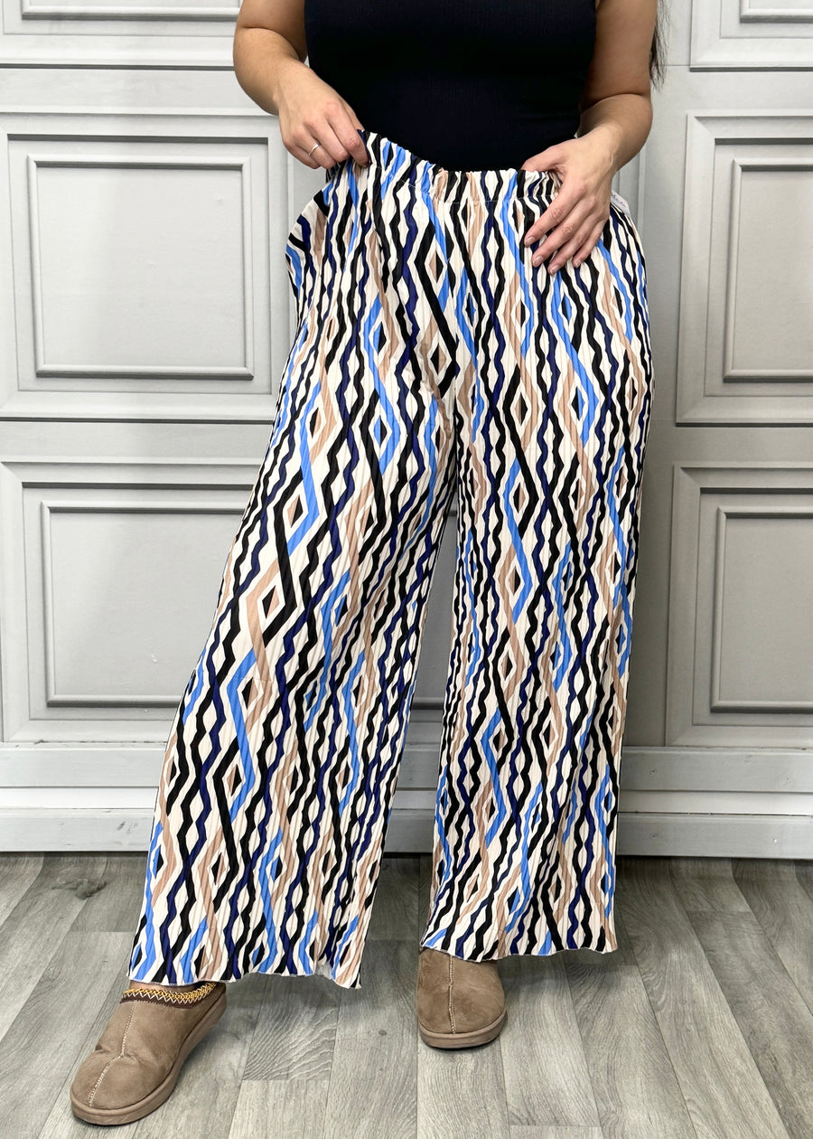 Multi Print Super Stretchy Pleated Pants