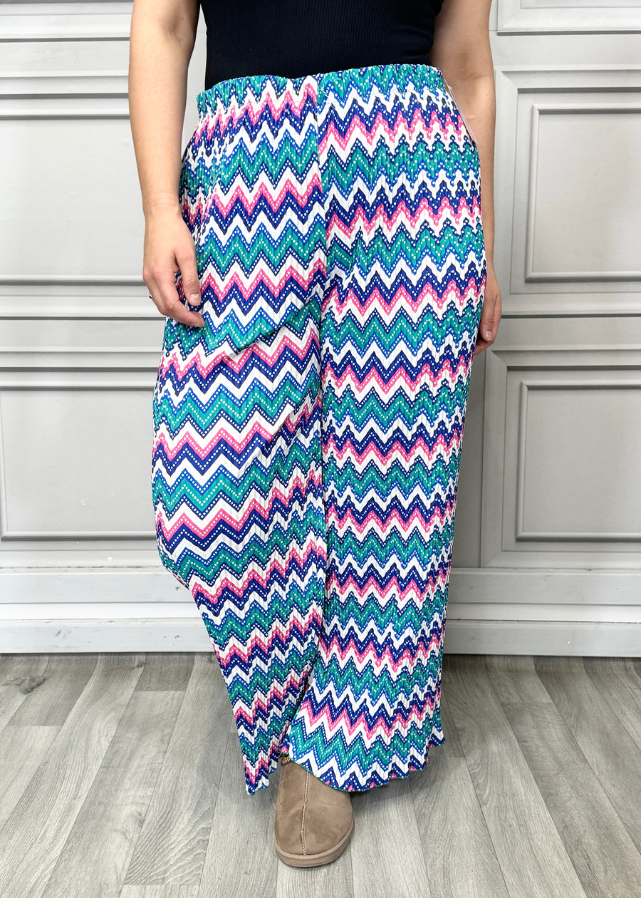 Multi Print Super Stretchy Pleated Pants