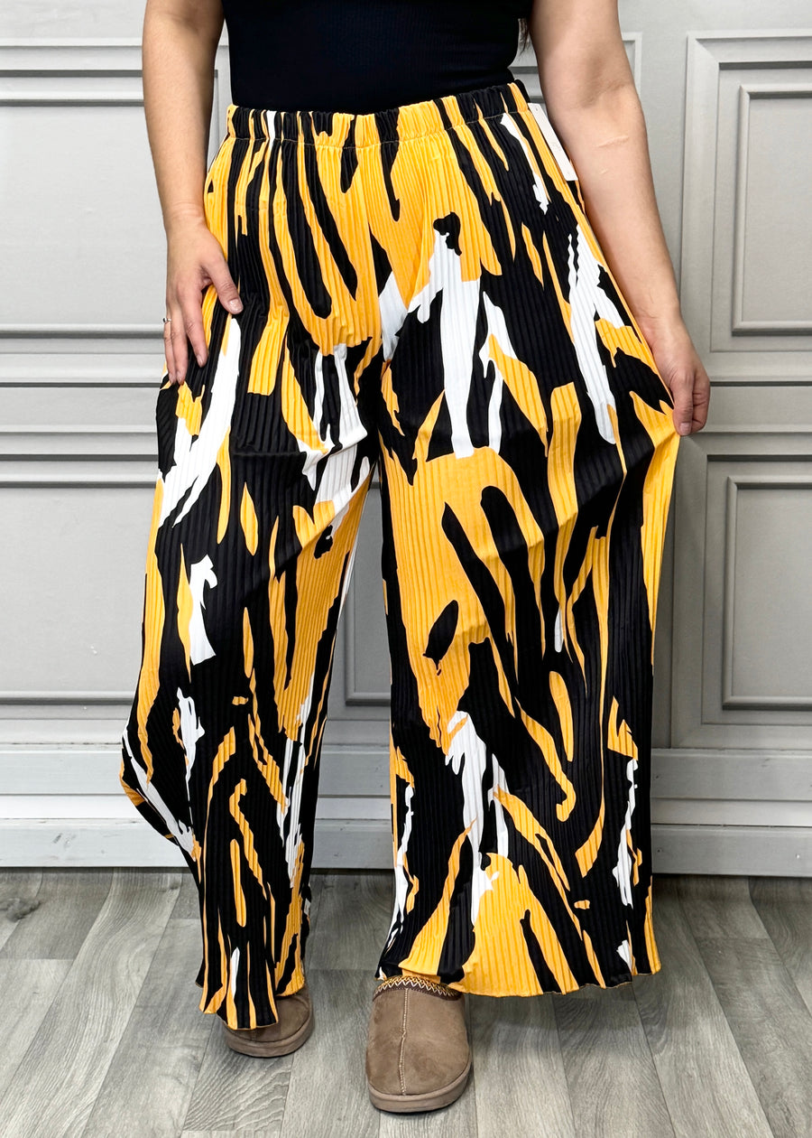 Multi Print Super Stretchy Pleated Pants