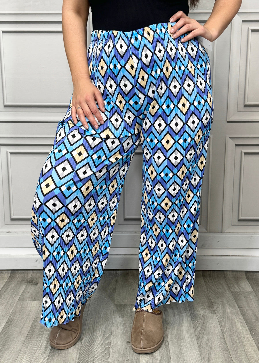 Multi Print Super Stretchy Pleated Pants