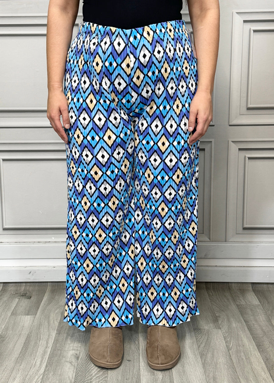 Multi Print Super Stretchy Pleated Pants