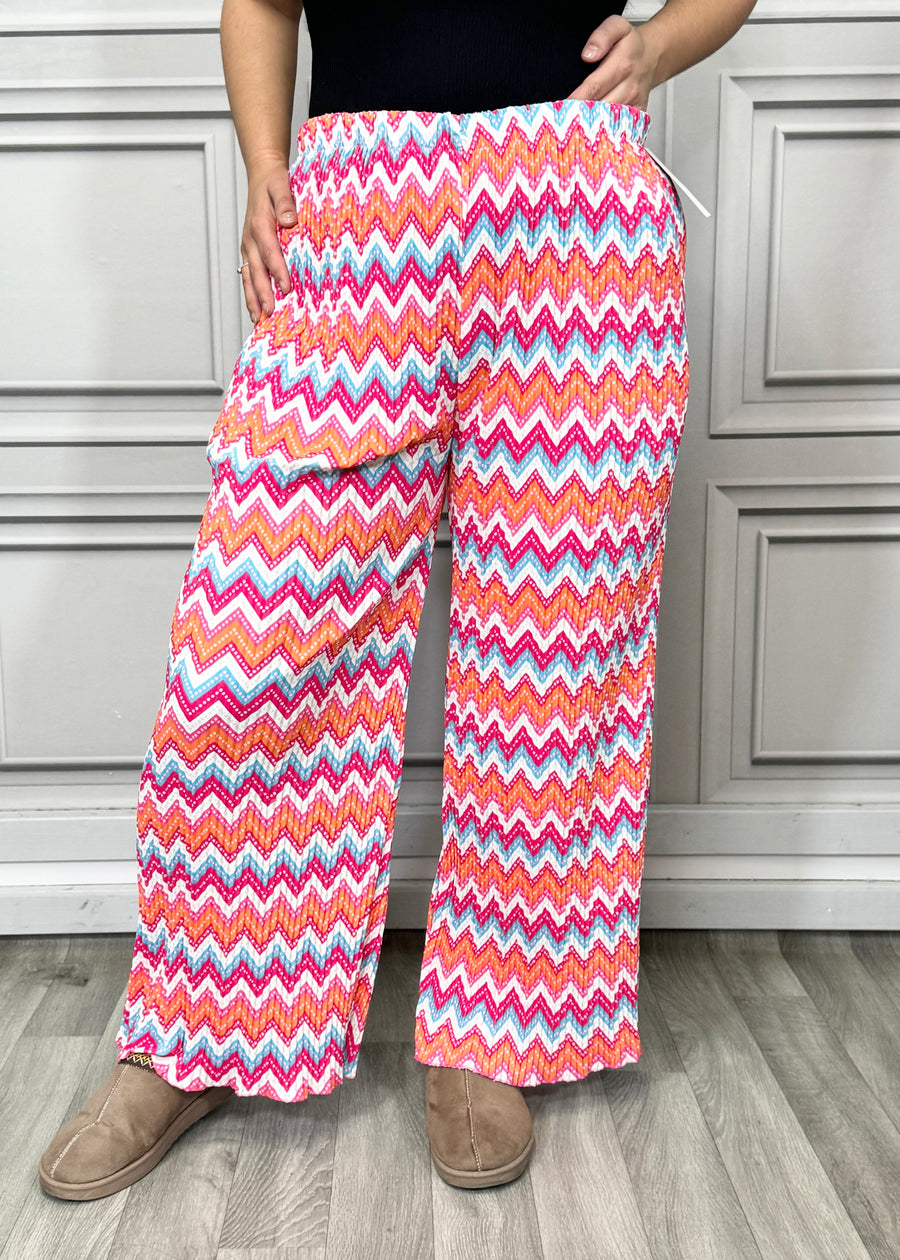 Multi Print Super Stretchy Pleated Pants