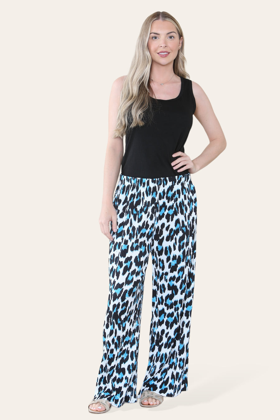 Multi Print Super Stretchy Pleated Pants