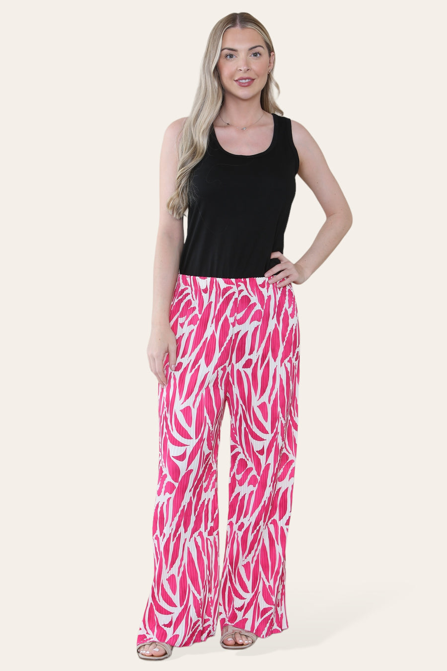 Multi Print Super Stretchy Pleated Pants