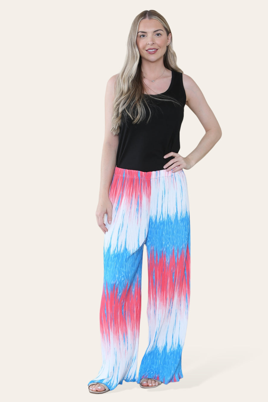 Multi Print Super Stretchy Pleated Pants