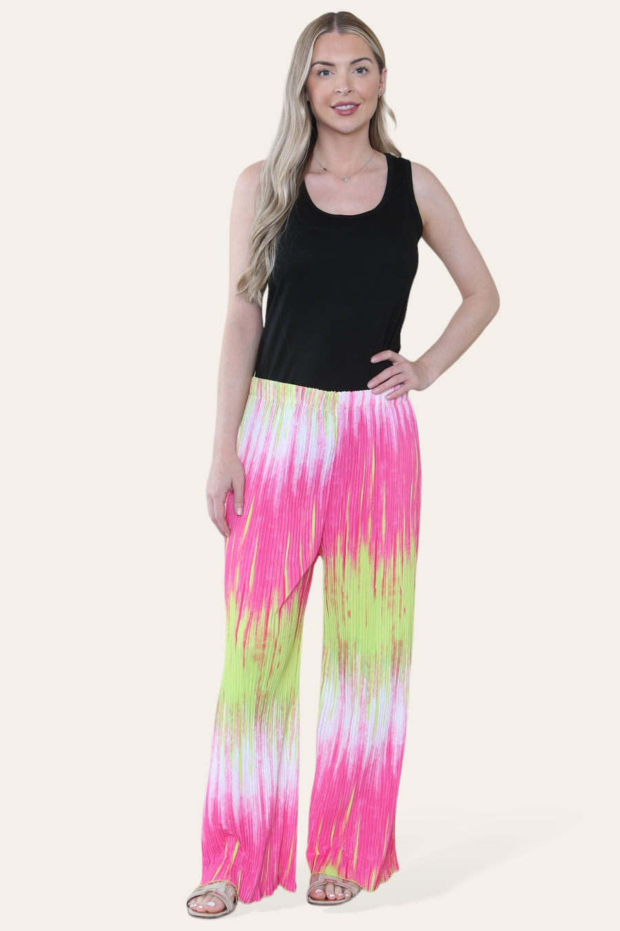 Multi Print Super Stretchy Pleated Pants