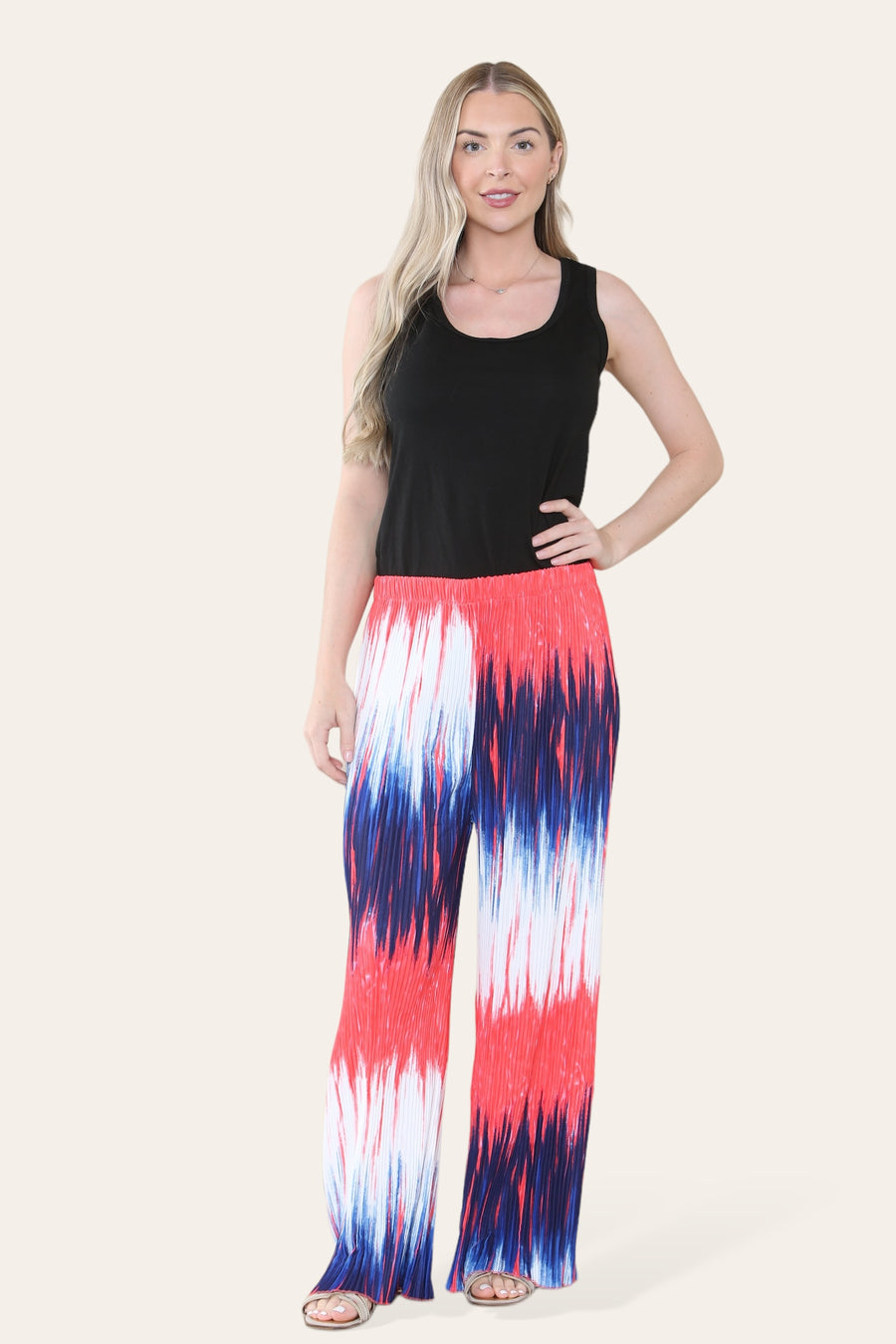 Multi Print Super Stretchy Pleated Pants