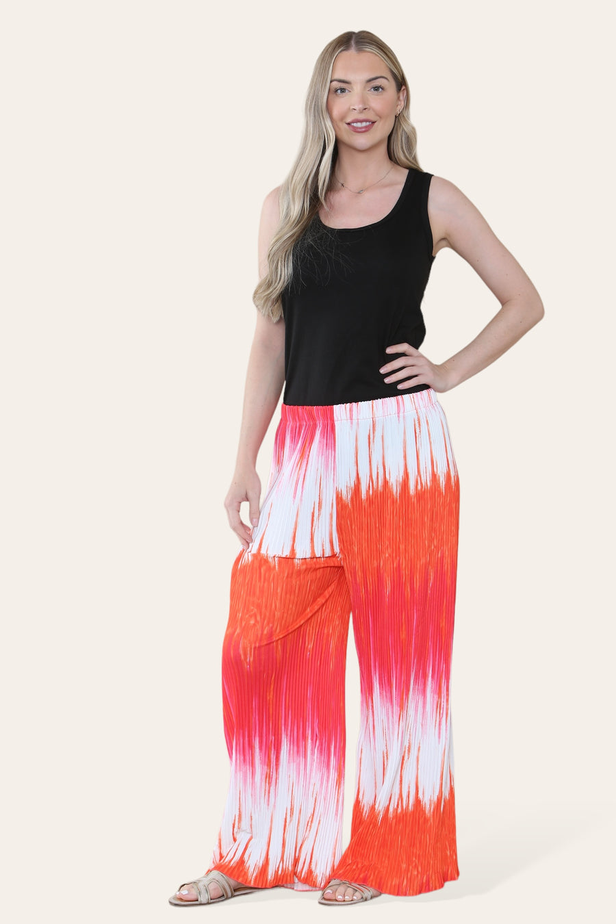 Multi Print Super Stretchy Pleated Pants