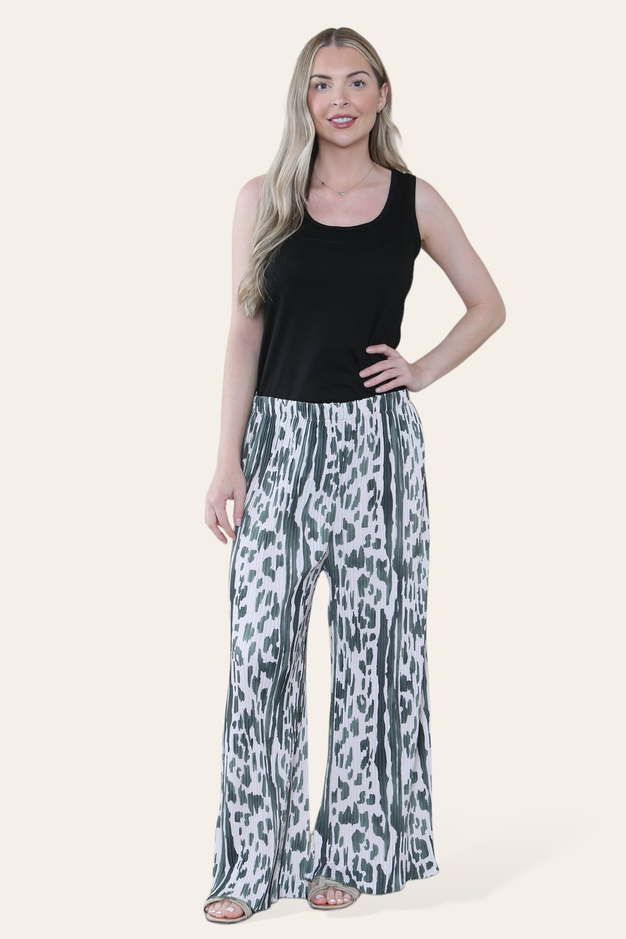 Multi Print Super Stretchy Pleated Pants