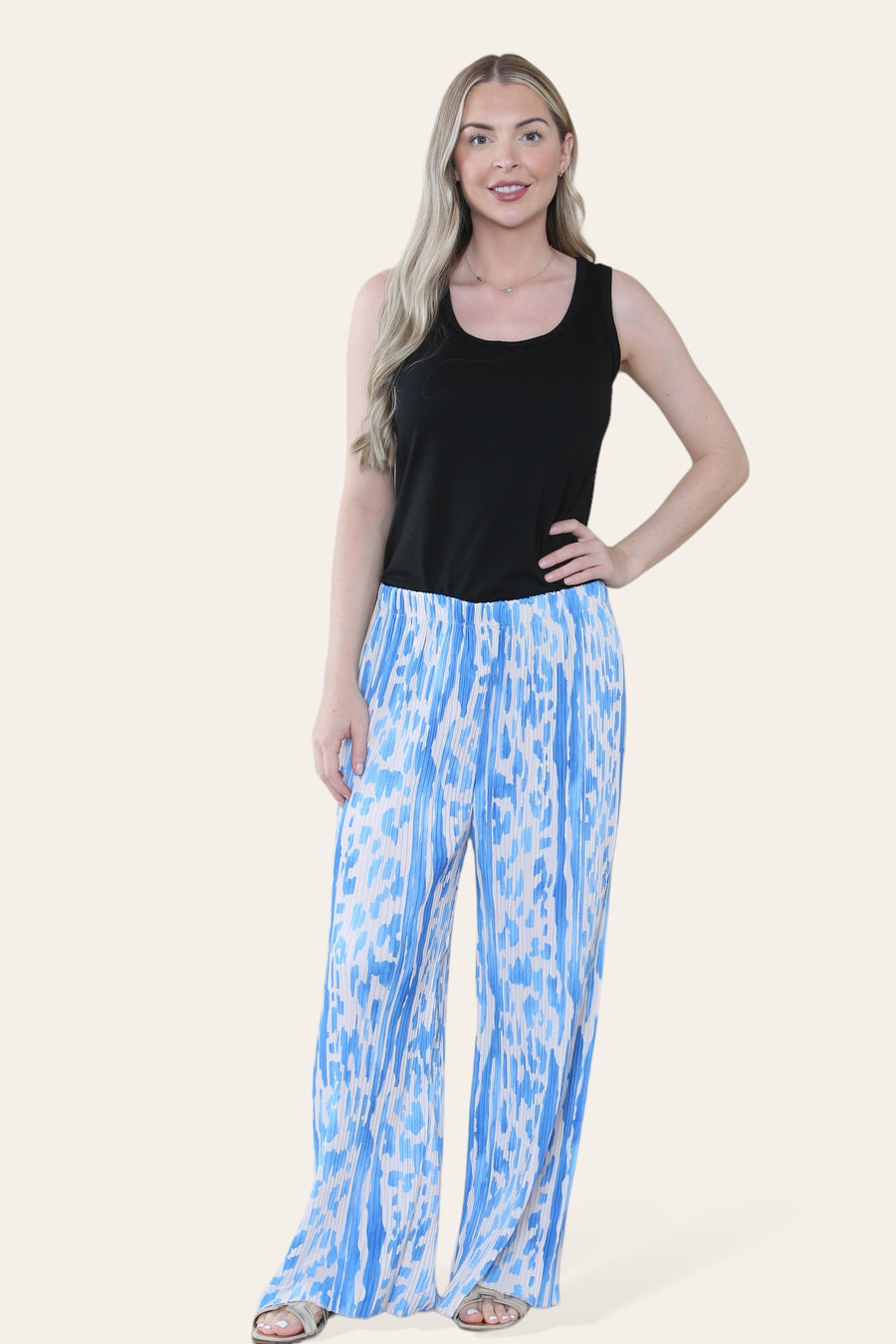 Multi Print Super Stretchy Pleated Pants