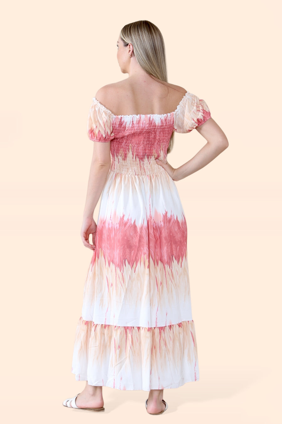 Tie Dye Maxi Sun Dress with Multi-Coloured Zig Zag Effect