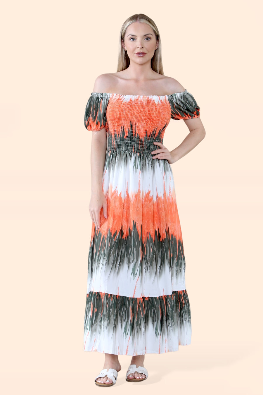 Tie Dye Maxi Sun Dress with Multi-Coloured Zig Zag Effect