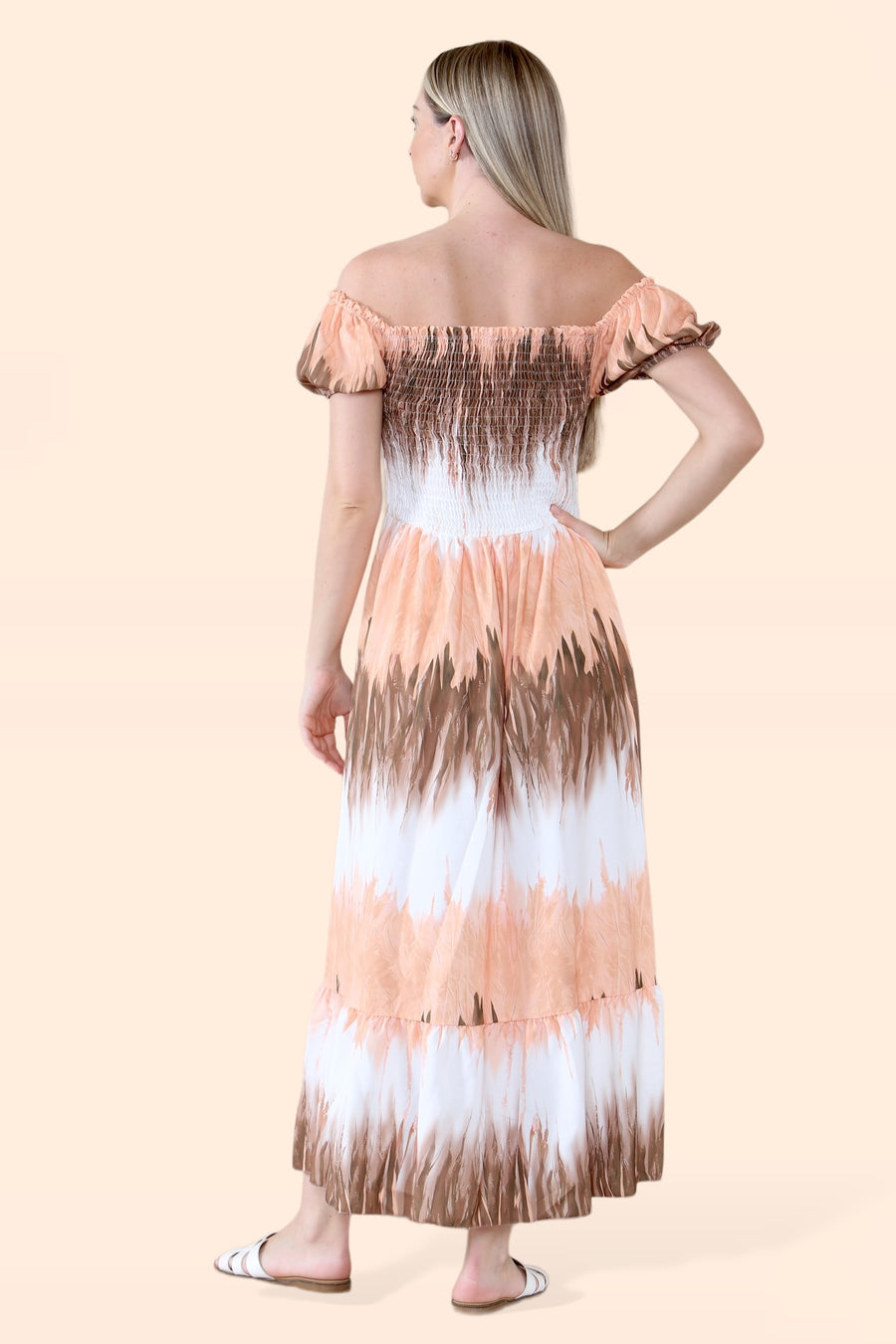 Tie Dye Maxi Sun Dress with Multi-Coloured Zig Zag Effect