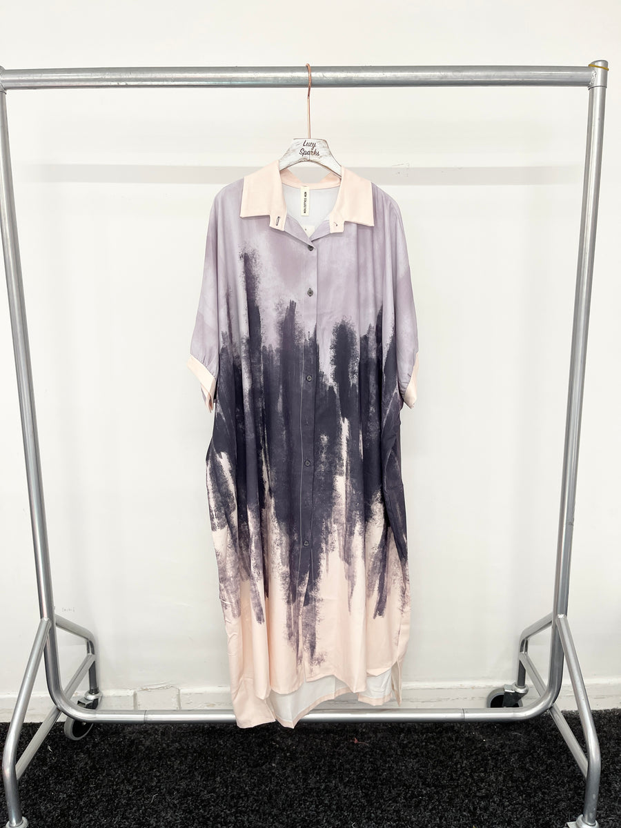 Tie Dye Multi Colour Print Oversized Stretchy Shirt Dress