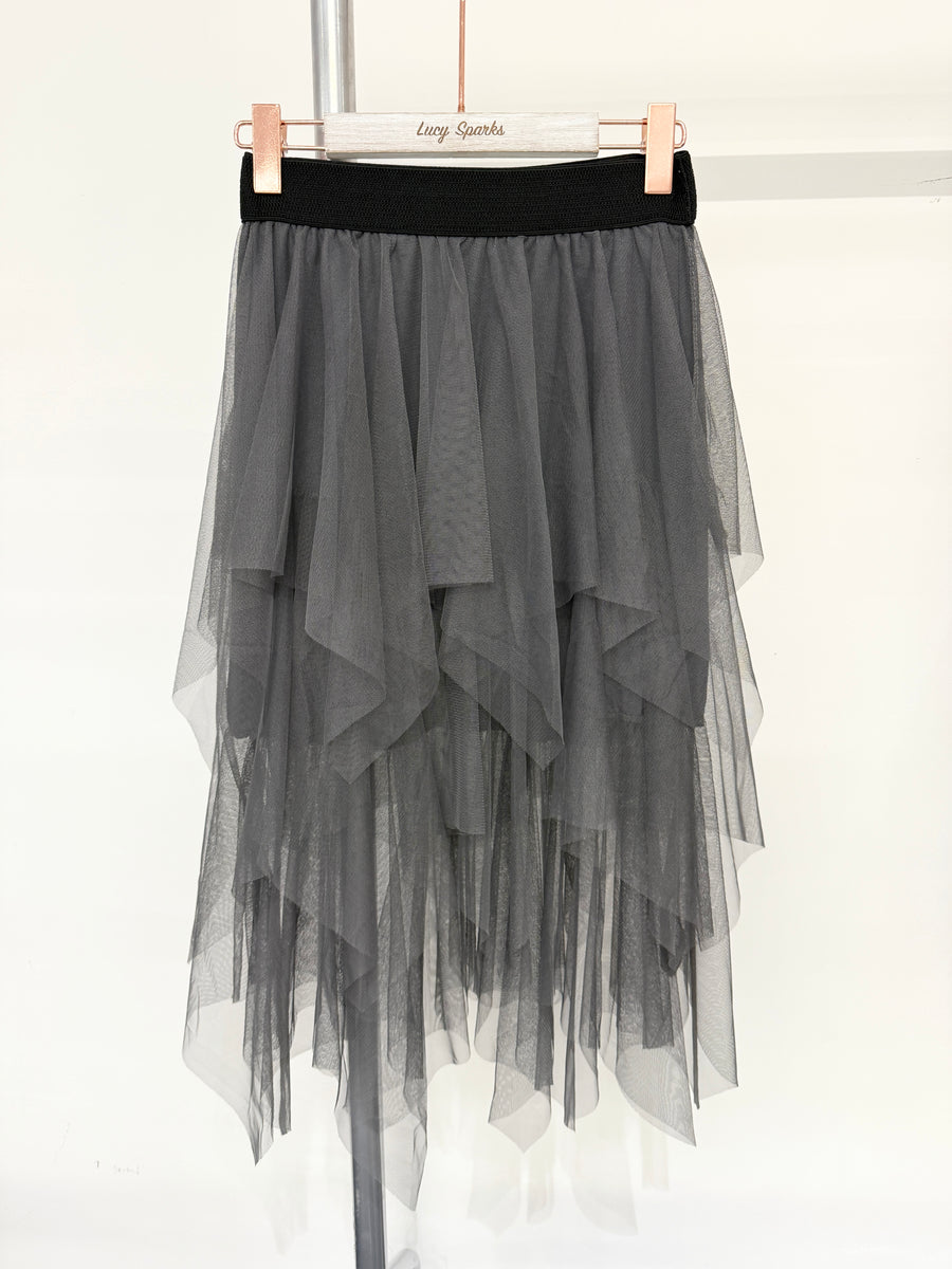 Plain Solid Colours Ruffled Mesh Skirt With Lining And Super Stretchy Waistband