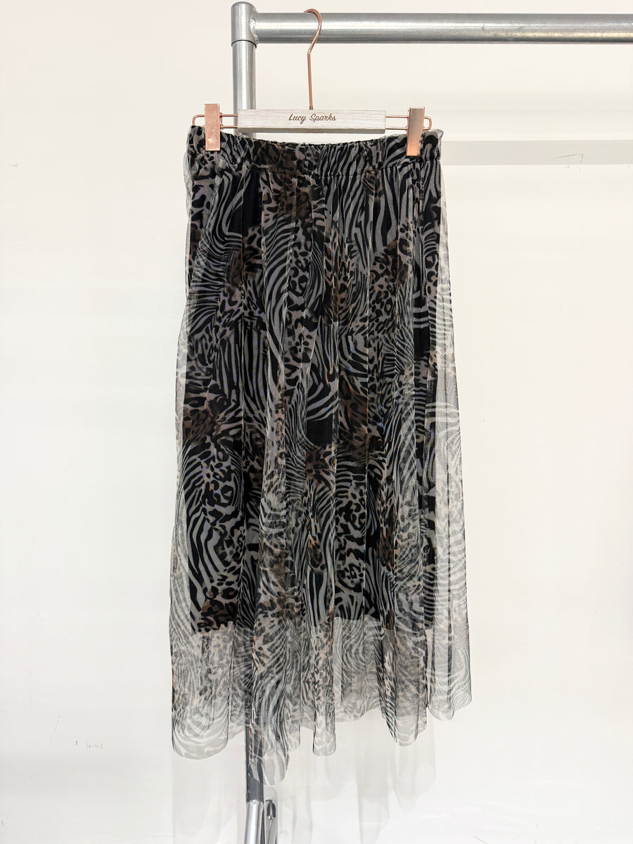 Mesh Skirt In Animal Print With Lining And Super Stretchy Waistband