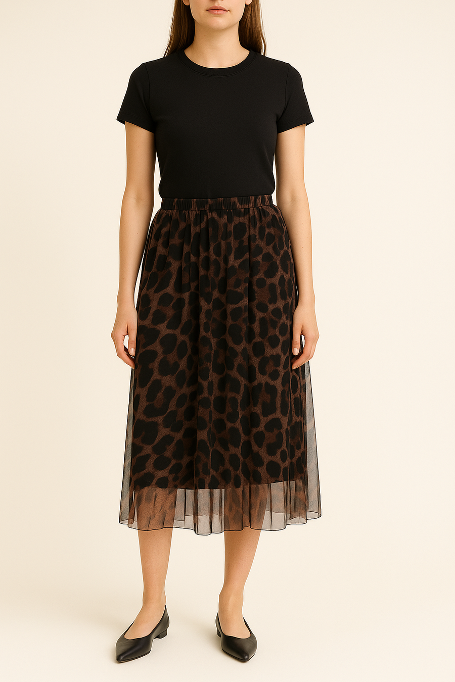 Mesh Skirt In Animal Print With Lining And Super Stretchy Waistband