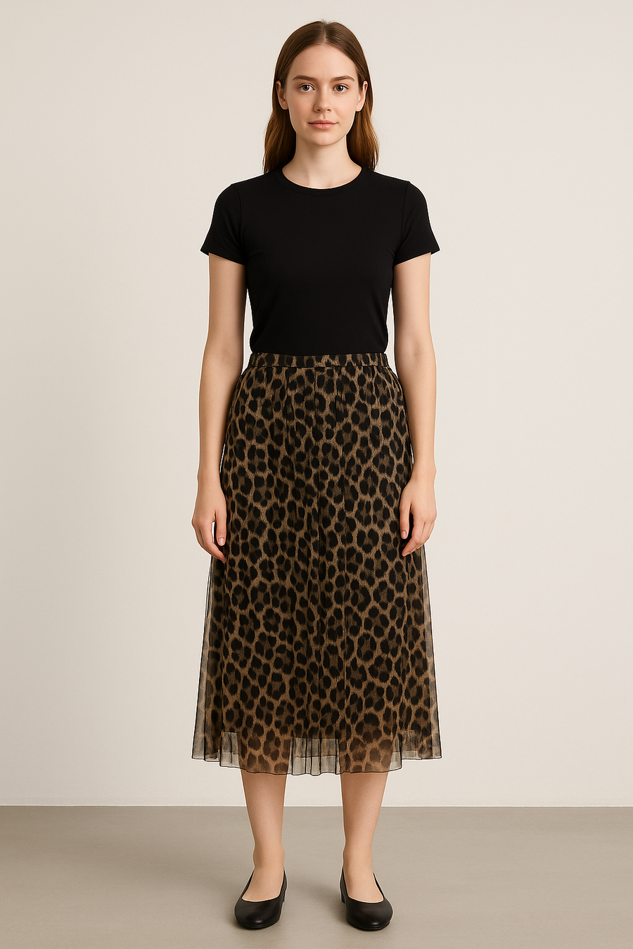 Mesh Skirt In Animal Print With Lining And Super Stretchy Waistband