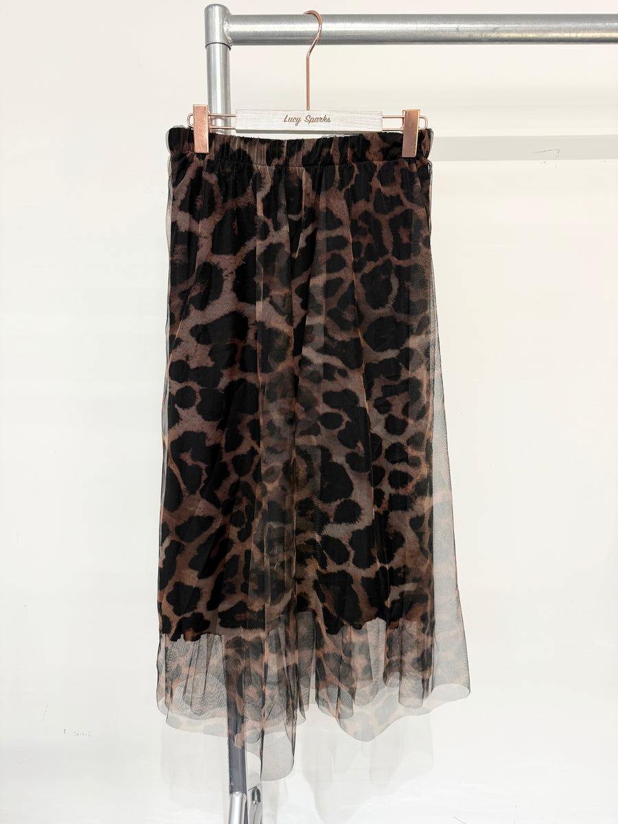 Mesh Skirt In Animal Print With Lining And Super Stretchy Waistband