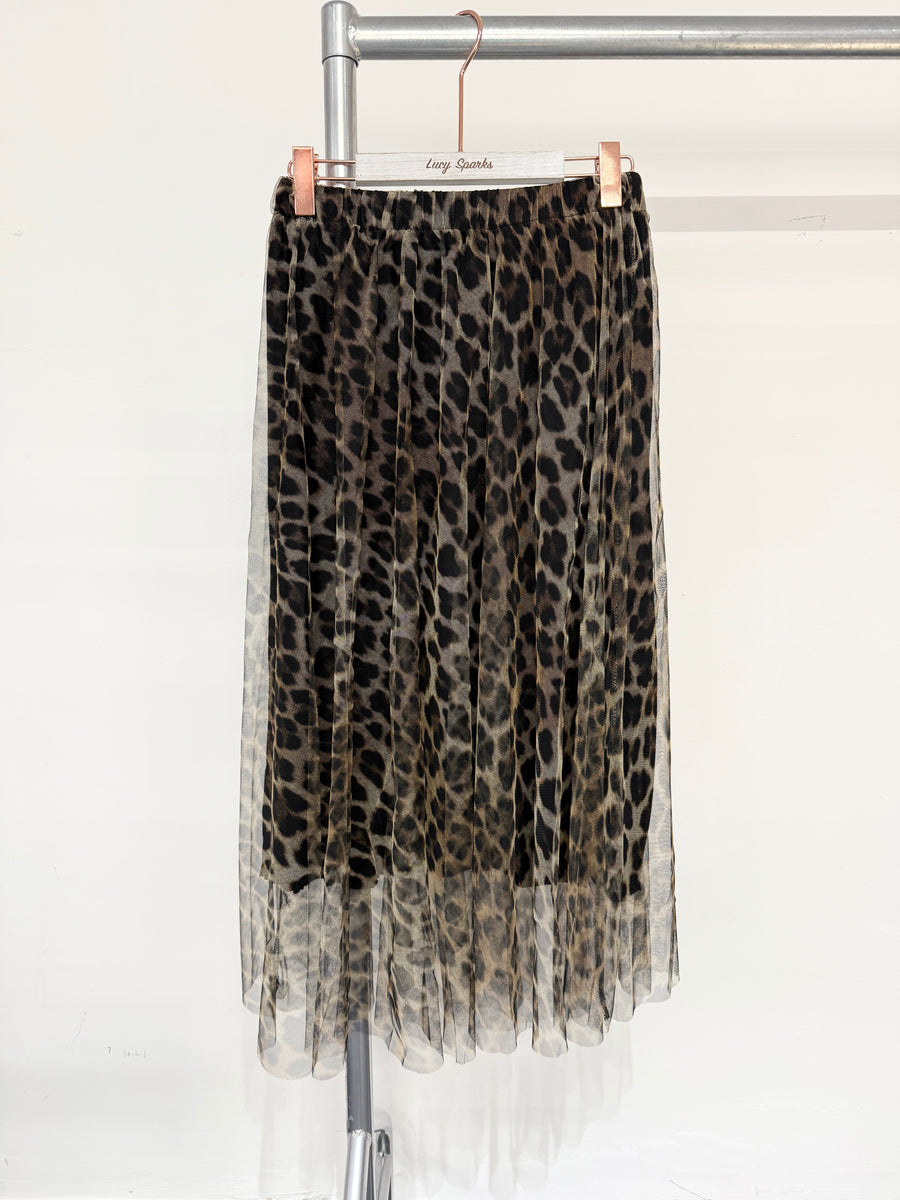 Mesh Skirt In Animal Print With Lining And Super Stretchy Waistband