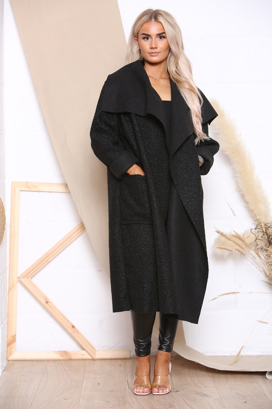 Draped Boucle' Coat