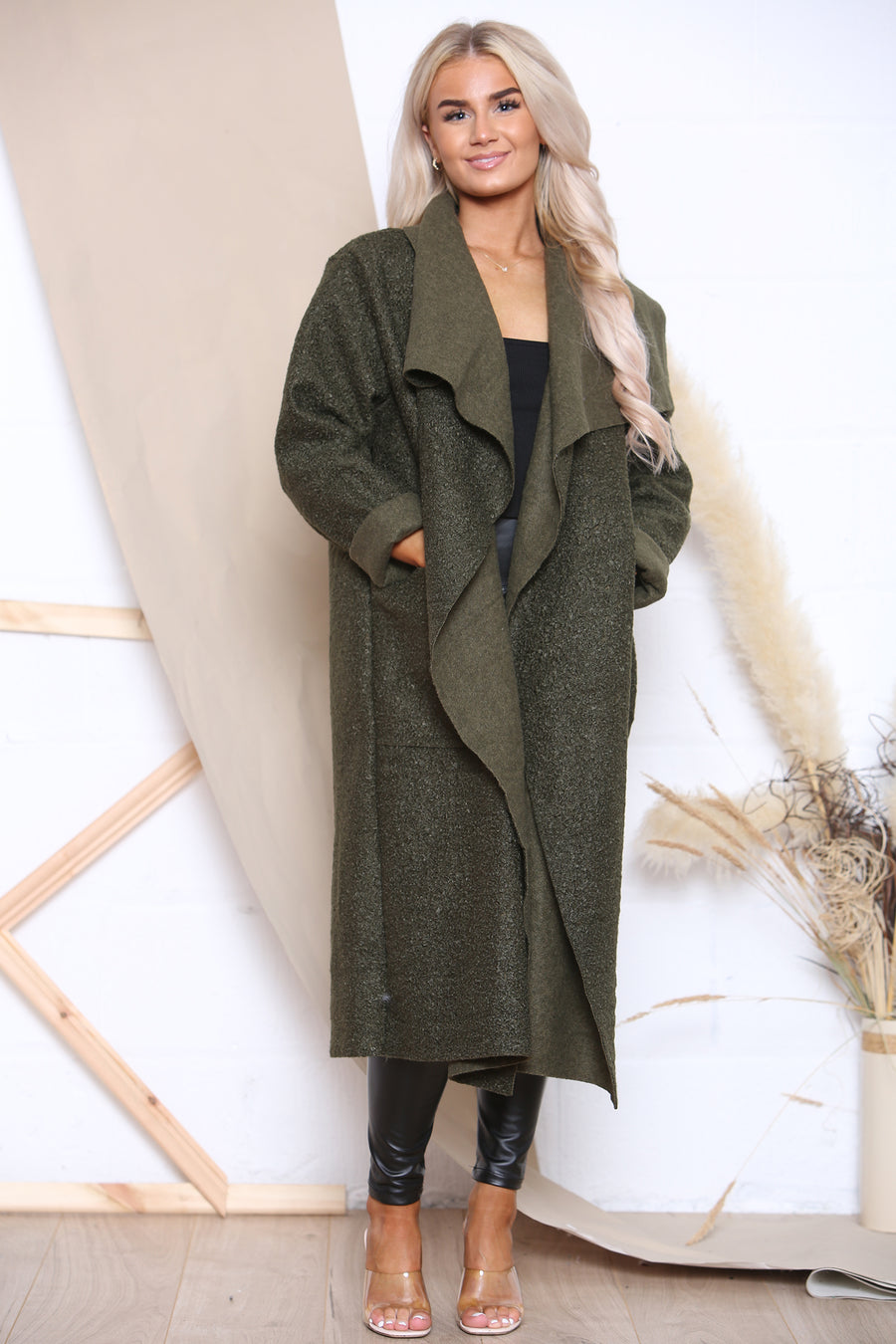 Draped Boucle' Coat